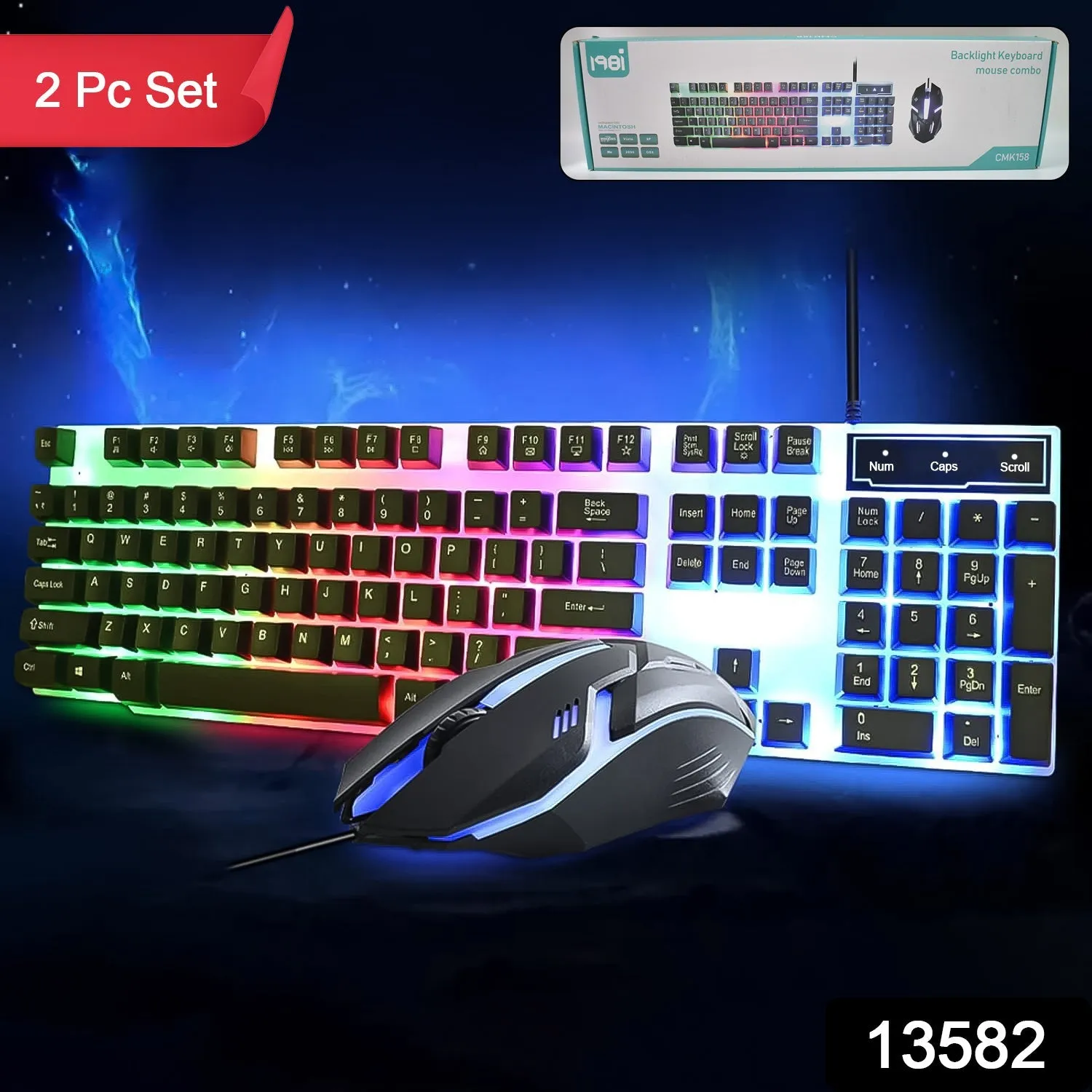 104 Key Colorful Lighting Keyboard Mouse Set (2 Pc Set)