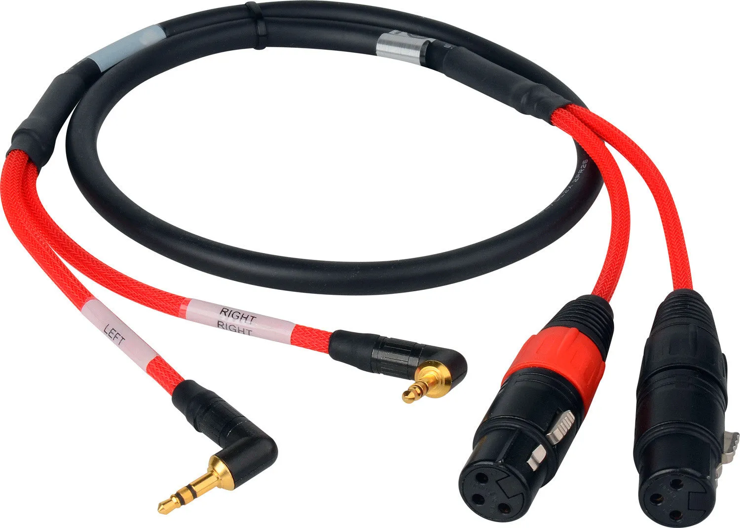 2-Channel Stereo 3.5mm Male to XLR Female Red Camera Audio Input Cable - 10-Foot