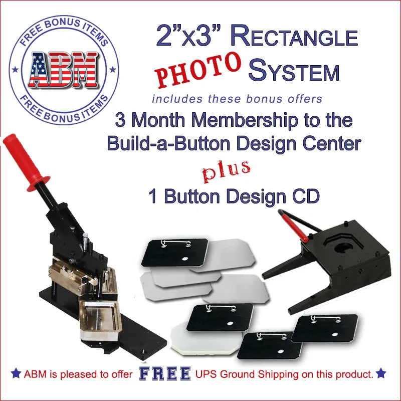 2"x3" Rectangle Professional PHOTO Button Maker Kit