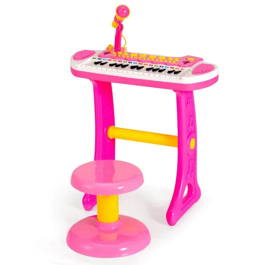 31-Key Kids Piano Keyboard Toy with Microphone and Multiple Sounds for Age 3 -Pink