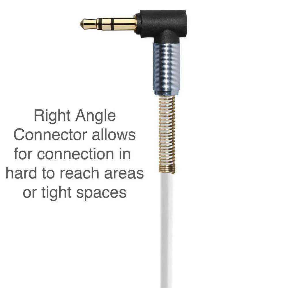 3.5mm Right Angle Stereo Auxiliary Cable 3 ft.