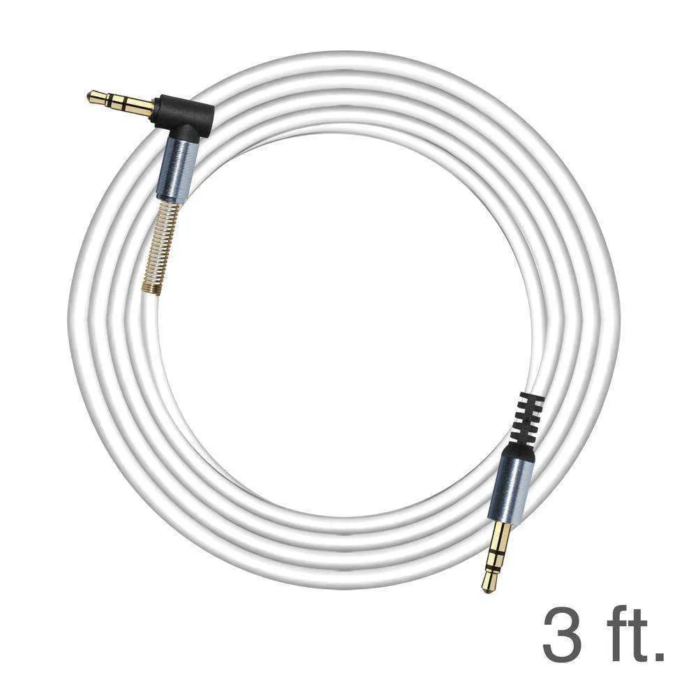 3.5mm Right Angle Stereo Auxiliary Cable 3 ft.