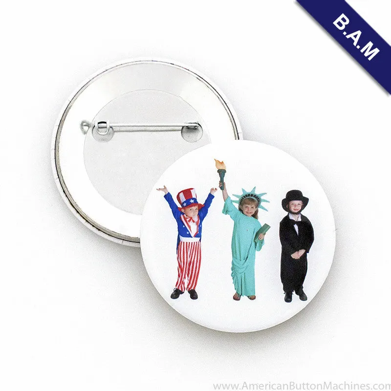 3" B.A.M. Pin Back Button Sets