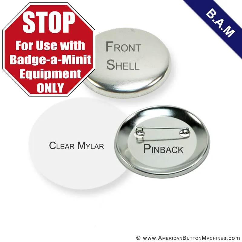 3" B.A.M. Pin Back Button Sets