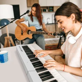 88-Key Foldable Digital Piano with MIDI and Wireless BT-White