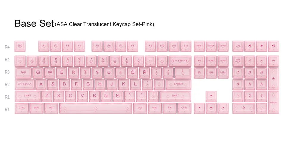 Akko Pink Clear Transparent Keycap Set (155-Key)