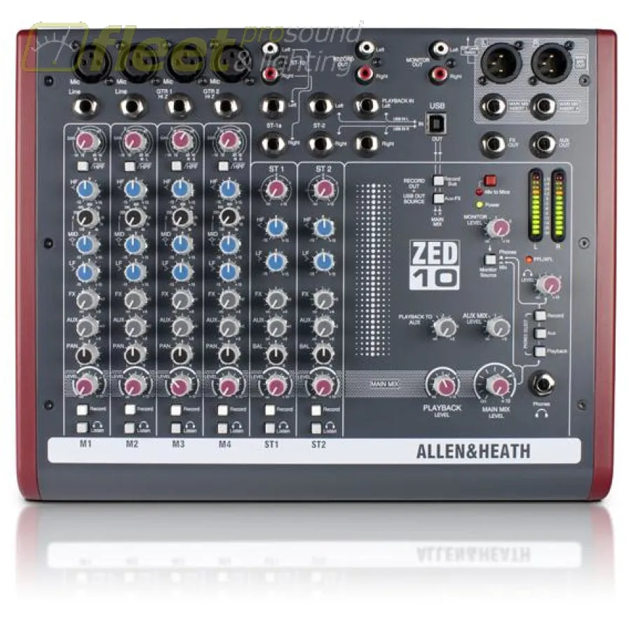 Allen & Heath ZED-10 Multipurpose Mixer for Live Sound and Recording