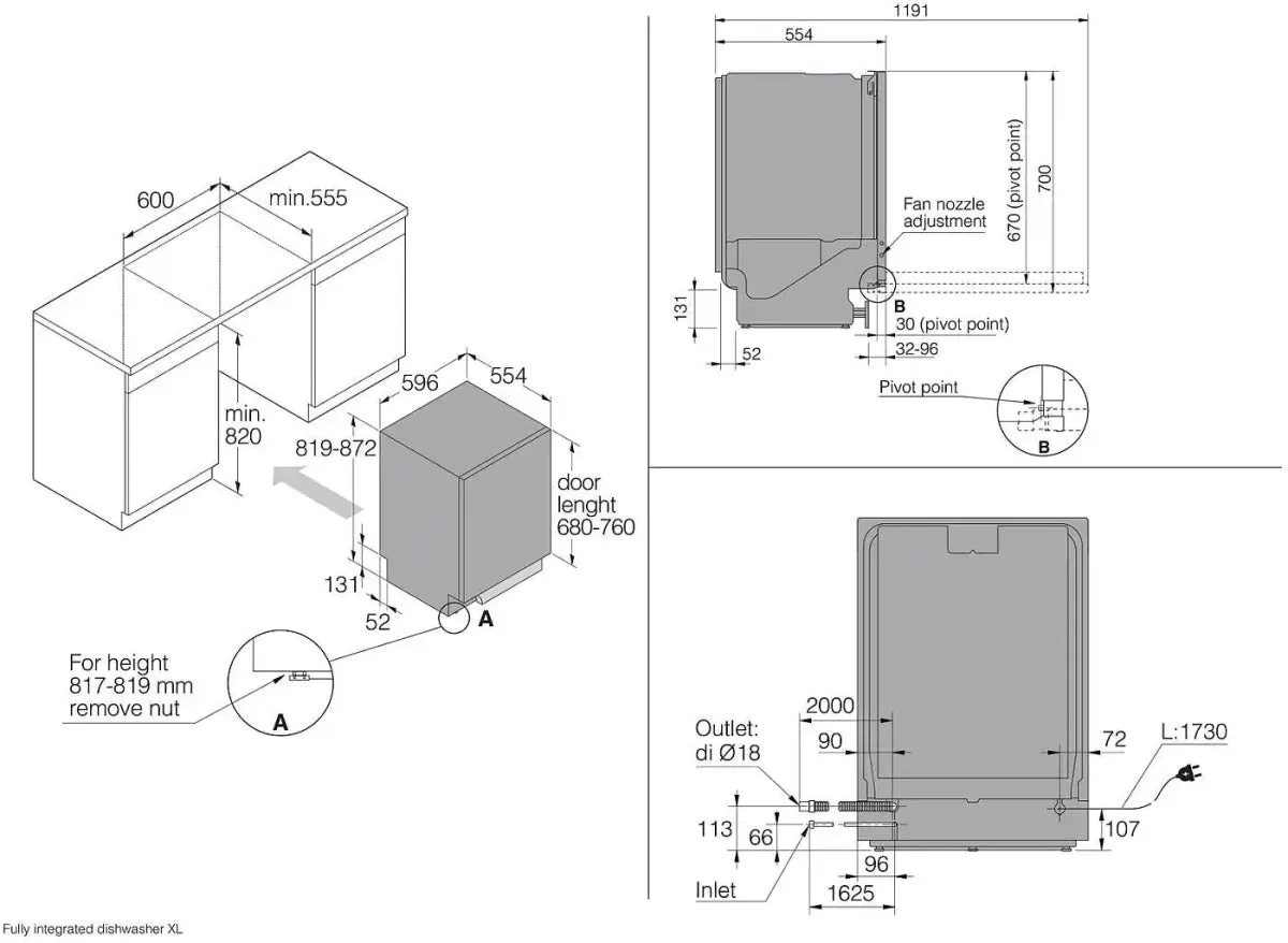 Asko DFI746MU-UK 60 CM Fully Integrated Dishwasher 14 Place Settings