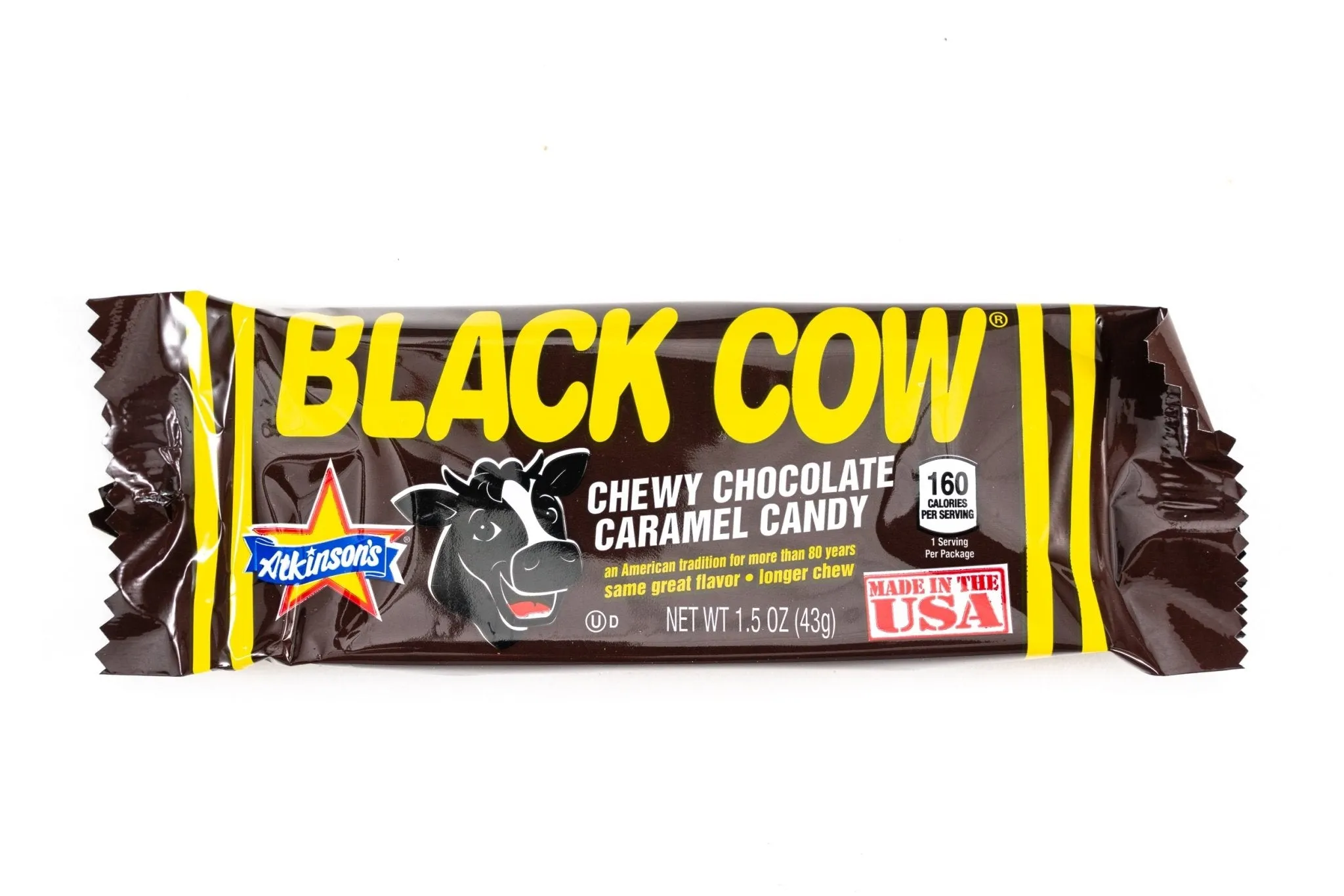 Atkinsons Black Cow Chocolate Caramel Full Size Candy Bar (1.5 oz)