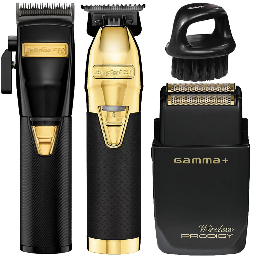 BaByliss PRO Gold FX Boost   Metal Trimmer FX787GBP   Clipper FX870BN with GAMMA  Foil Shaver