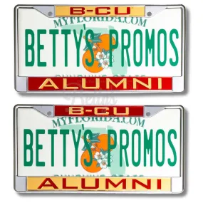 Bethune-Cookman University B-CU Alumni Chrome Laser Engraved Mirrored Acrylic Auto Tag License Plate Frame