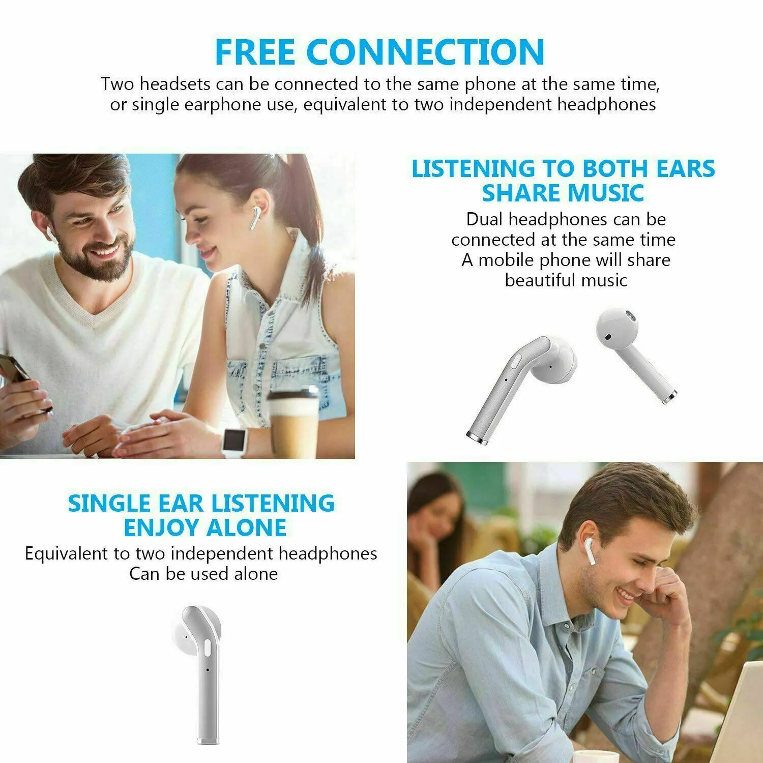 Bluetooth 5.0 Earbuds Headphones Wireless Noise Cancelling In-Ear Waterproof