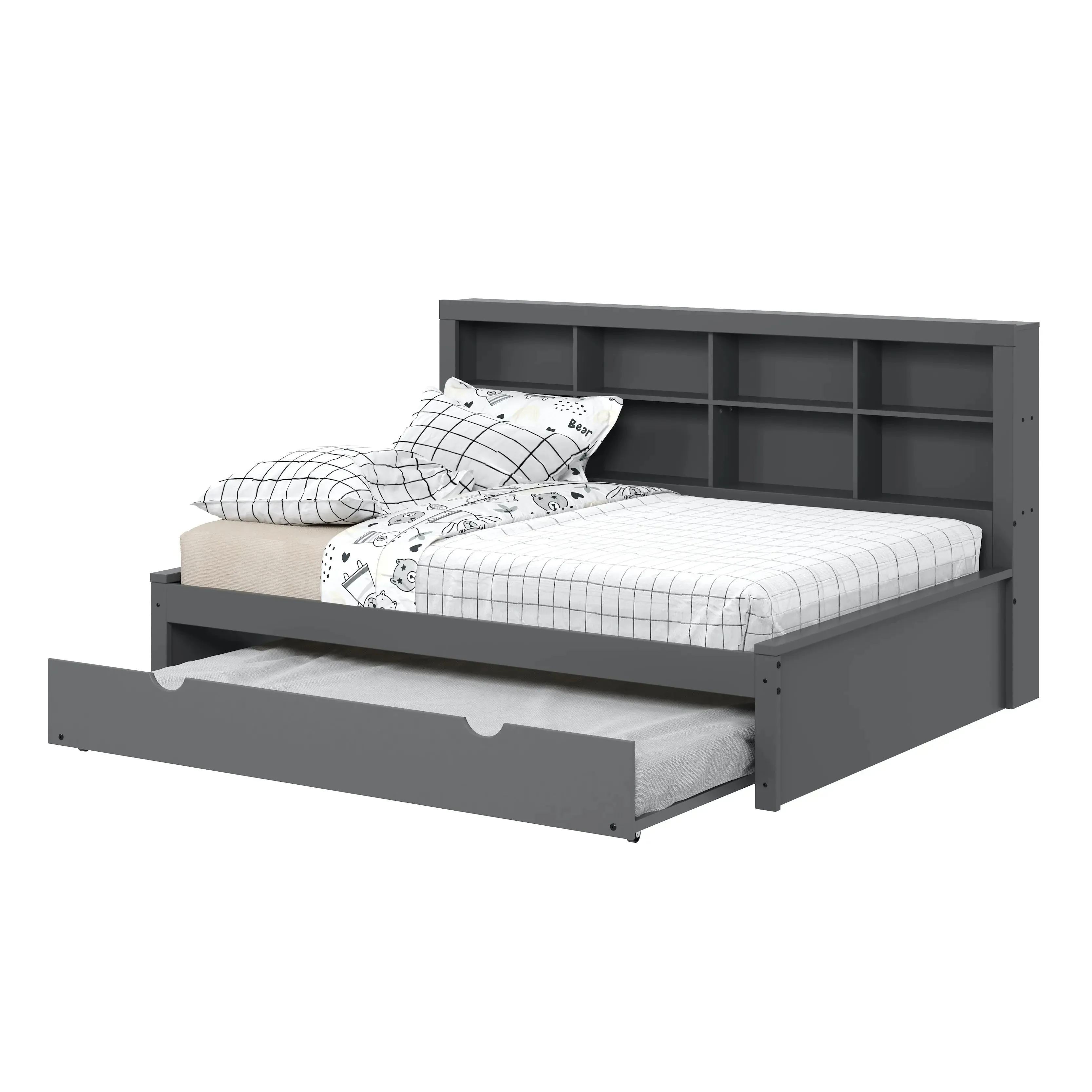 Bo Full Size Trundle Bed with Bookcase Headboard