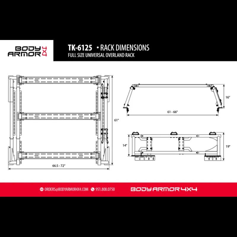 Body Armor 4x4 Universal Full-Size Overland Rack