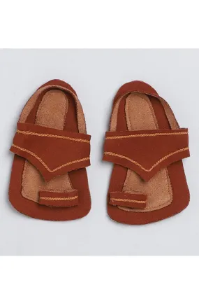 Brown Kohlapuri Slip-Ons With Elastic Straps