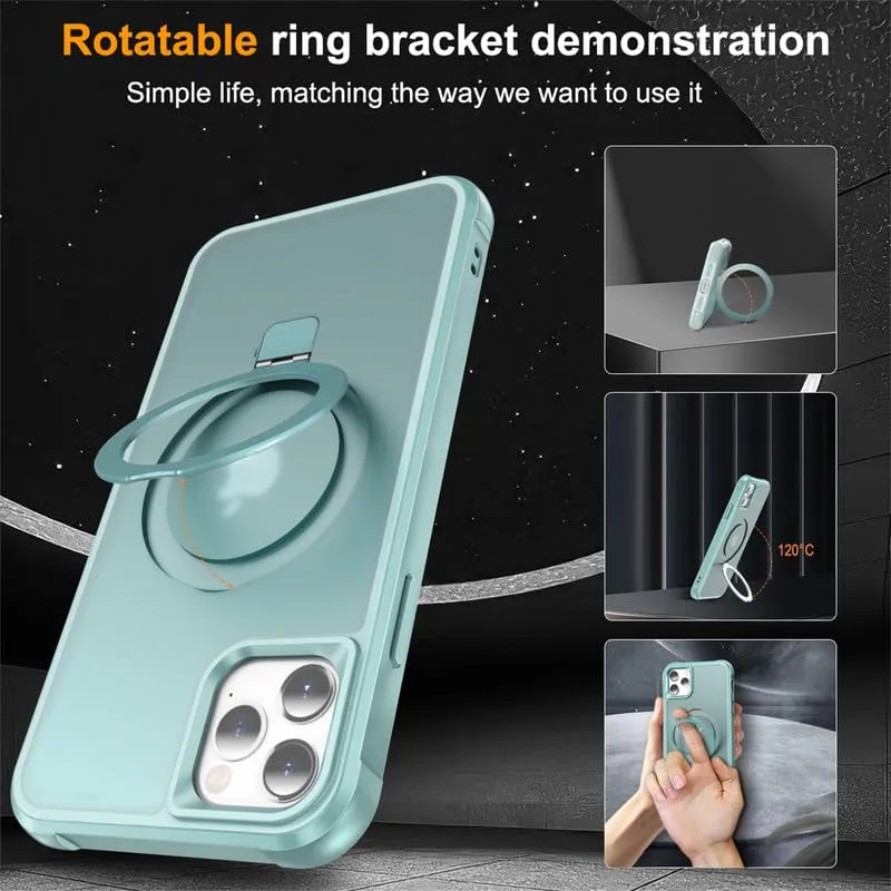 BUGARORE Case for iPhone 11: Invisible Magnetic O-Ring Stand Phone Case Compatible with MagSafe Military-Grade Translucent Case Great Grip Feeling Case for iPhone 11 6.1" - Blue