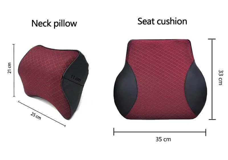 Car Cushion Memory Foam Leather Neck and Back Pillow