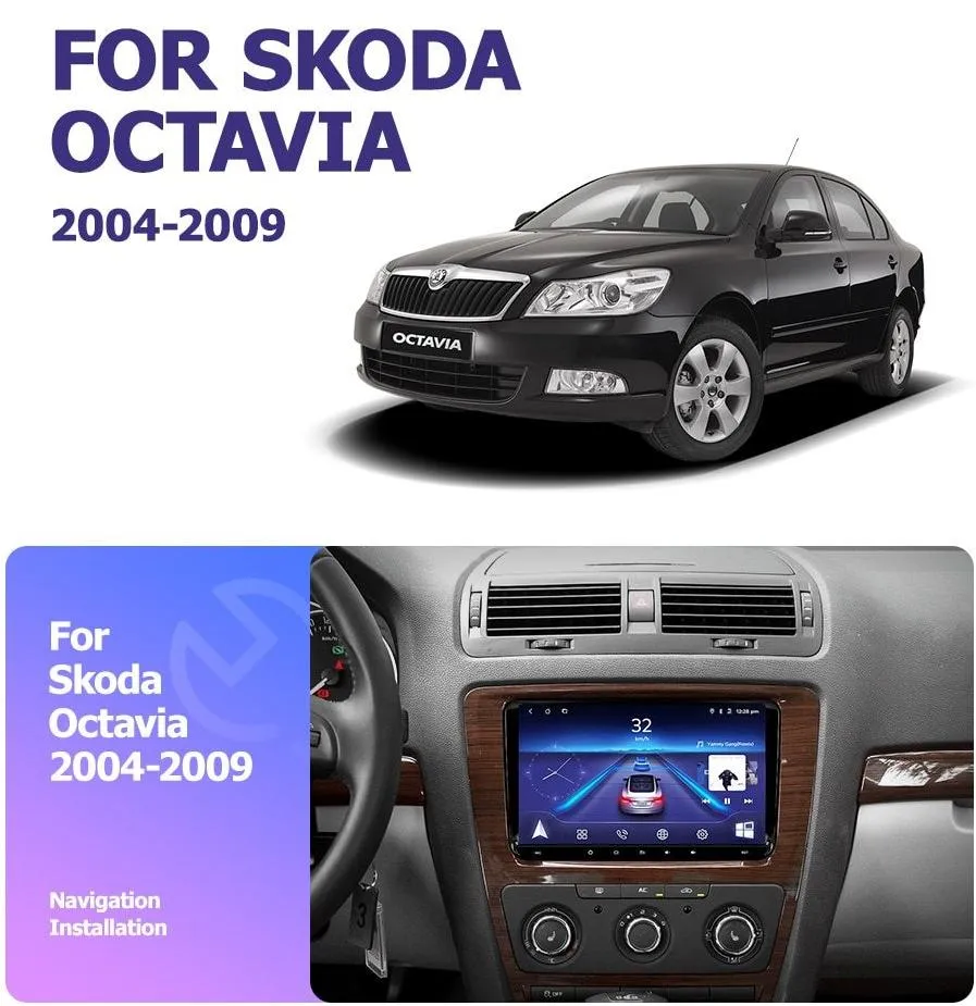 Car Dealz Car Dealz 9" Android 10.0 Skoda Volkswagen Octavia 2 A5 2004-2009 with CAM In Dash Plus OEM Fascia