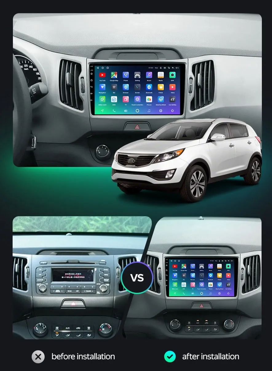 Car Dealz Premium Advanced 4G Data Model 10.2" Android 12.0 For Kia Sportage 3 SL 2010 - 2016 In Dash Plus OEM Fascia