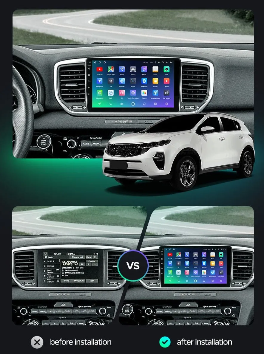 Car Dealz Premium Advanced 4G Data Model 10.2" Android 12.0 For Kia Sportage 4 QL 2018-2019 In Dash Plus OEM Fascia