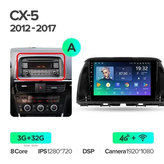 Car Dealz Premium Advanced 4G Data Model 10.2" Android 12.0 For Mazda CX-5 2012 - 2015 In Dash Plus OEM Fascia