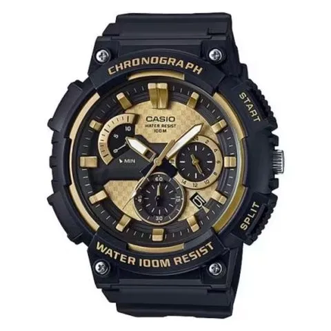 CASIO Analog Black and Gold Watch #MCW-200H-9A