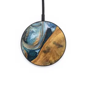 Circle Wood Resin Wireless Charger - Adrian (Teal & Gold, 703670)