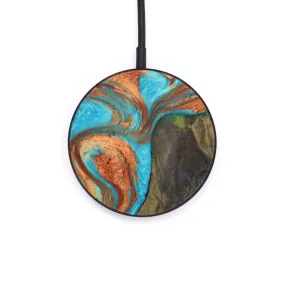 Circle Wood Resin Wireless Charger - Arely (Teal & Gold, 610171)