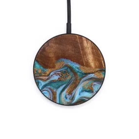 Circle Wood Resin Wireless Charger - Bella (Teal & Gold, 633856)