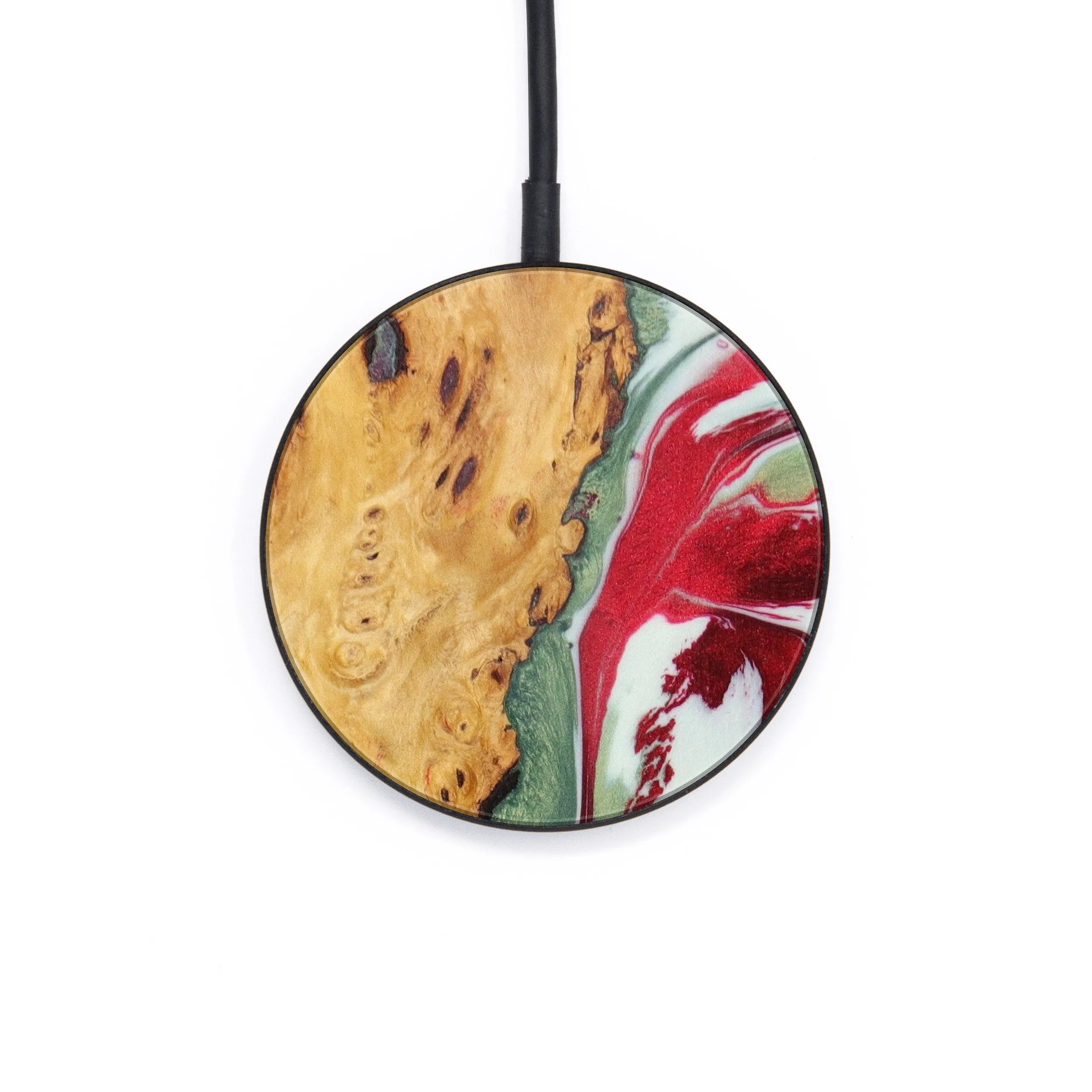 Circle Wood Resin Wireless Charger - Benita (Dark Red, 611760)