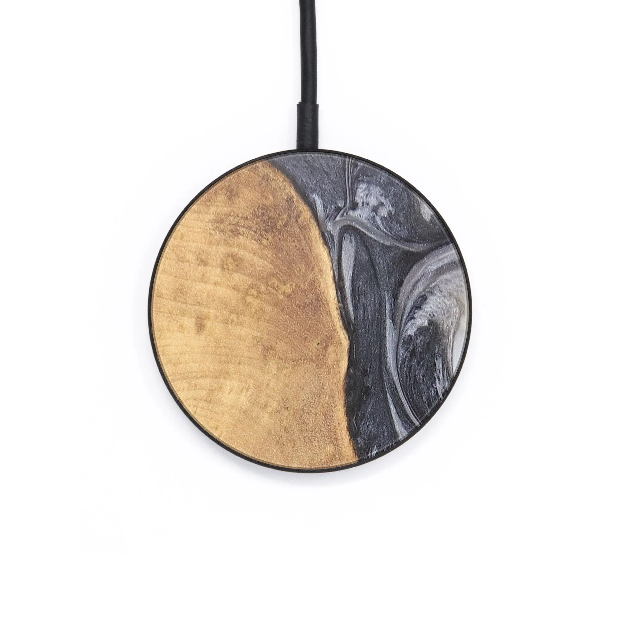 Circle Wood Resin Wireless Charger - Bryce (Black & White, 678075)