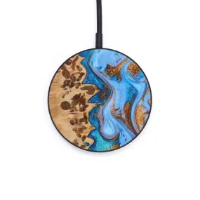 Circle Wood Resin Wireless Charger - Brynn (Teal & Gold, 644284)