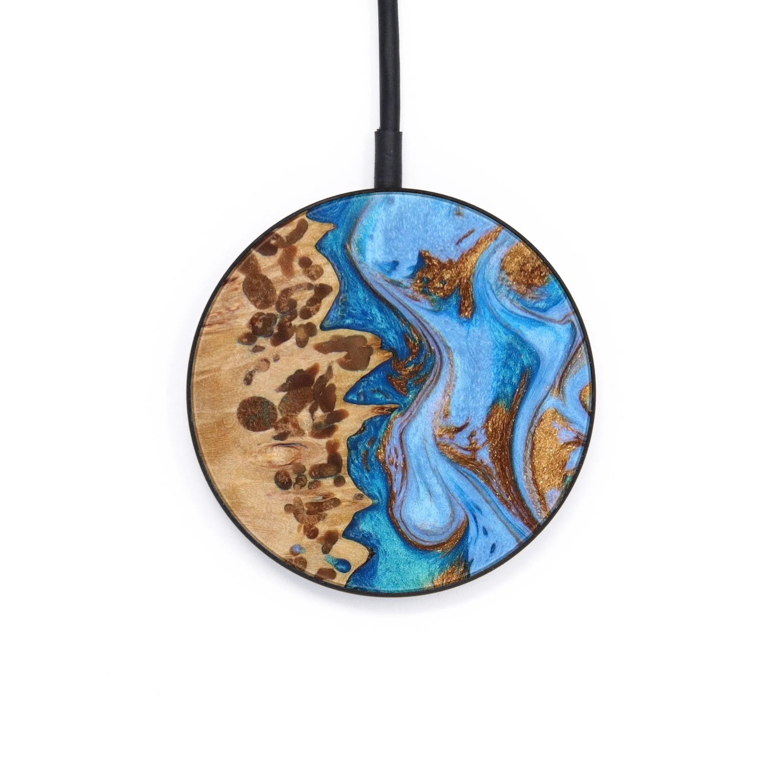 Circle Wood Resin Wireless Charger - Brynn (Teal & Gold, 644284)