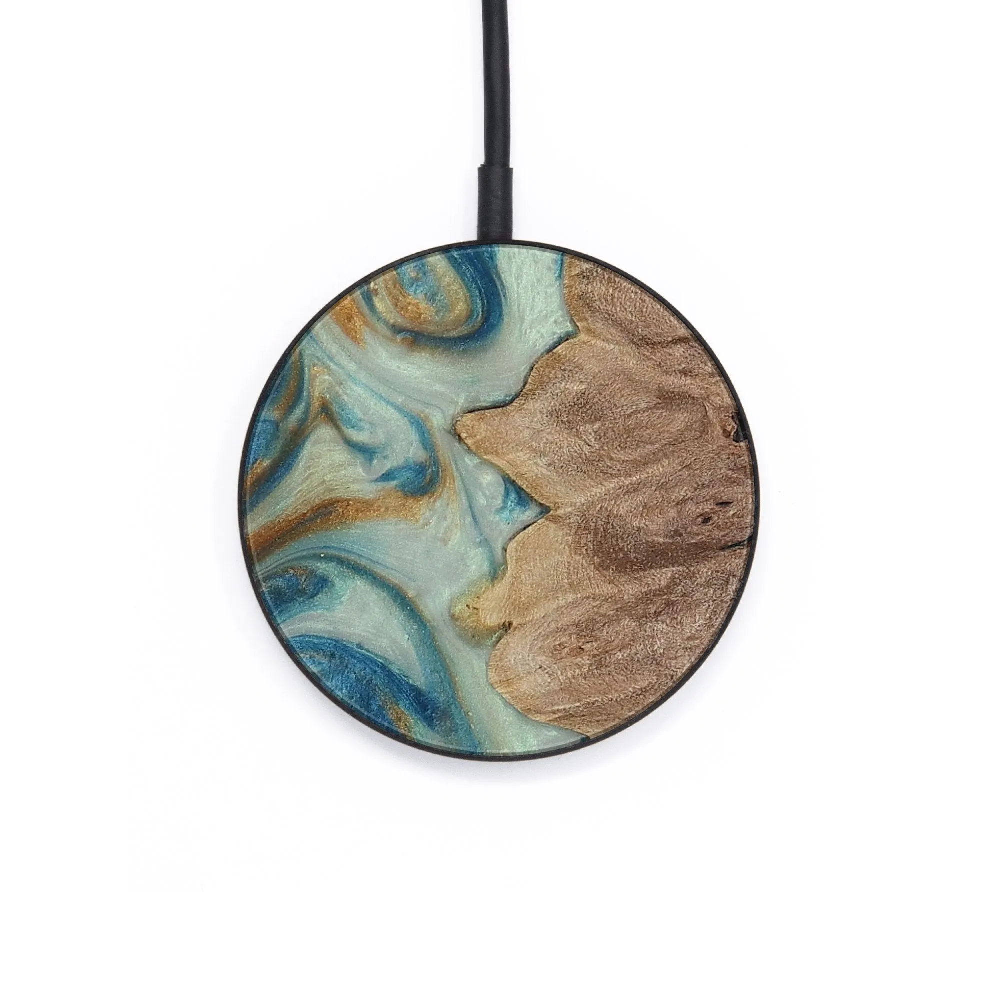 Circle Wood Wireless Charger - Clevie (Teal & Gold, 729955)