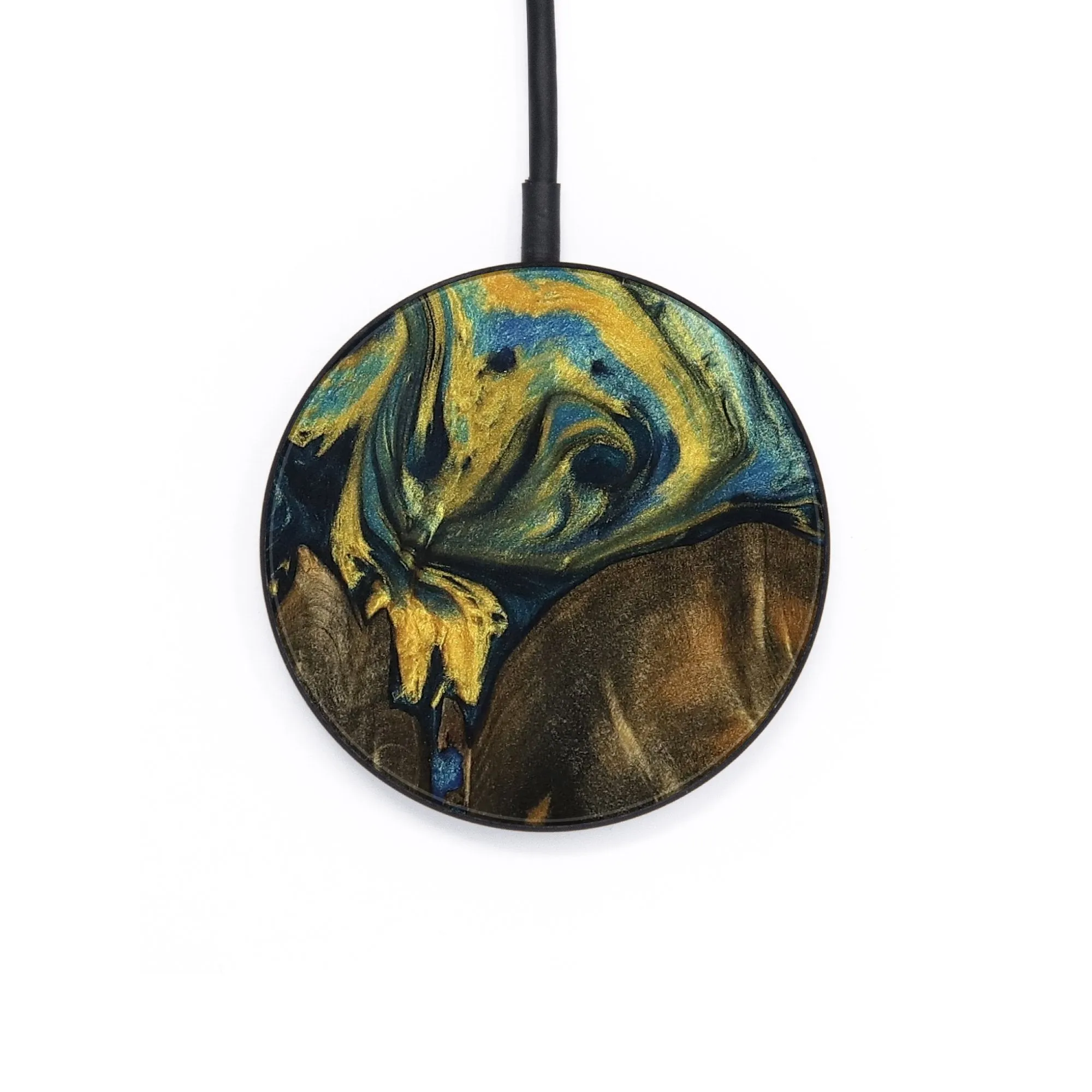 Circle Wood Wireless Charger - Debera (Teal & Gold, 732589)