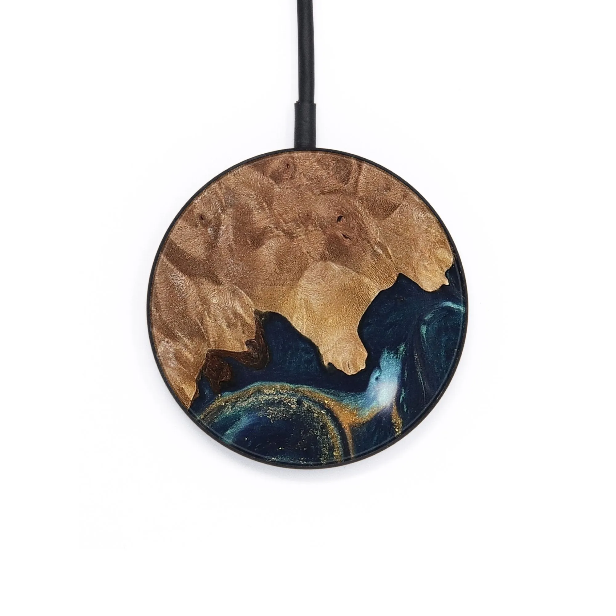 Circle Wood Wireless Charger - Enrica (Teal & Gold, 735176)