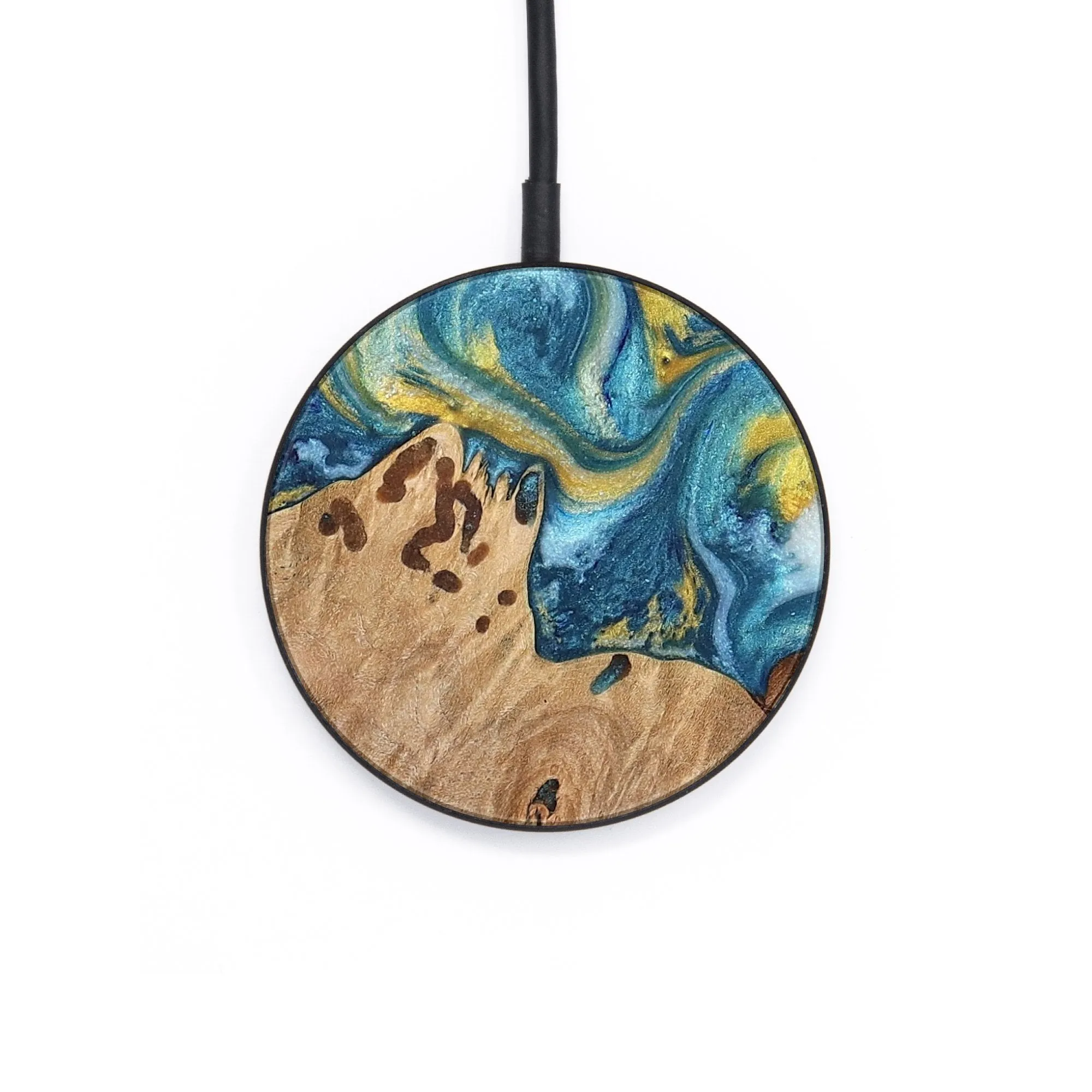 Circle Wood Wireless Charger - Kast (Teal & Gold, 732911)