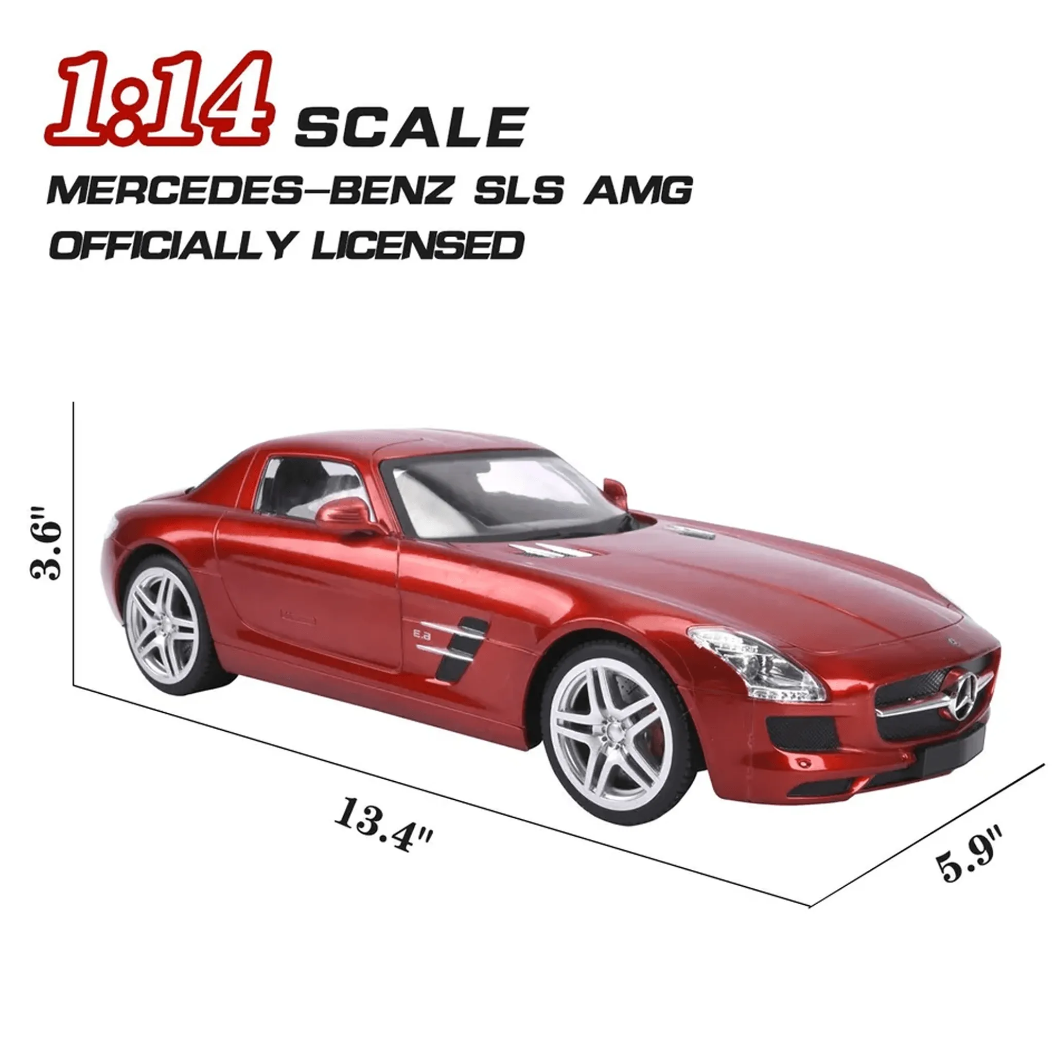 Collectible Red Mercedes Benz Scale 1:14 with Lights and Remote Control - Model SLS AMG