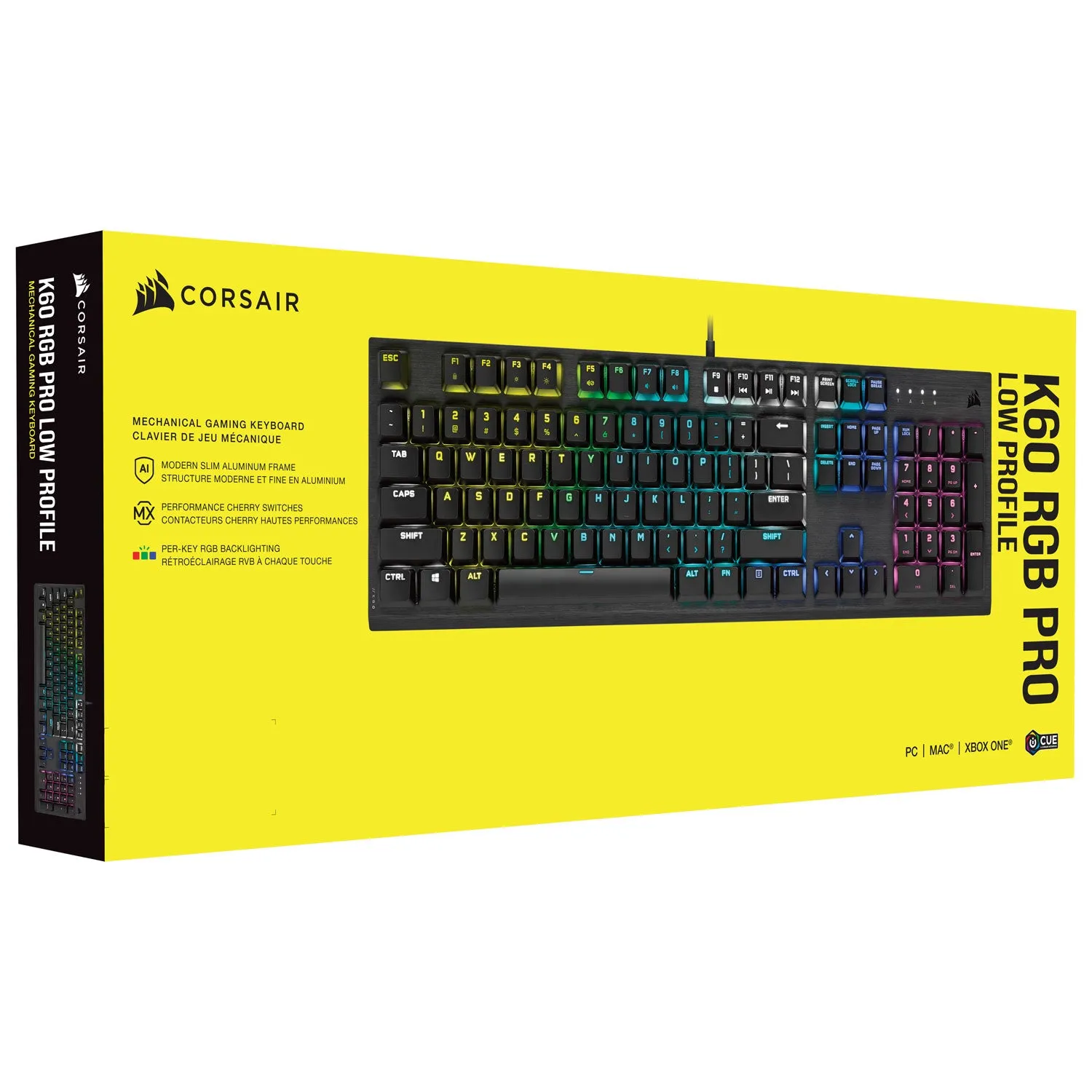 Corsair K60 Backlit Mechanical Cherry MX Low Profile Speed RGB Gaming Keyboard - English