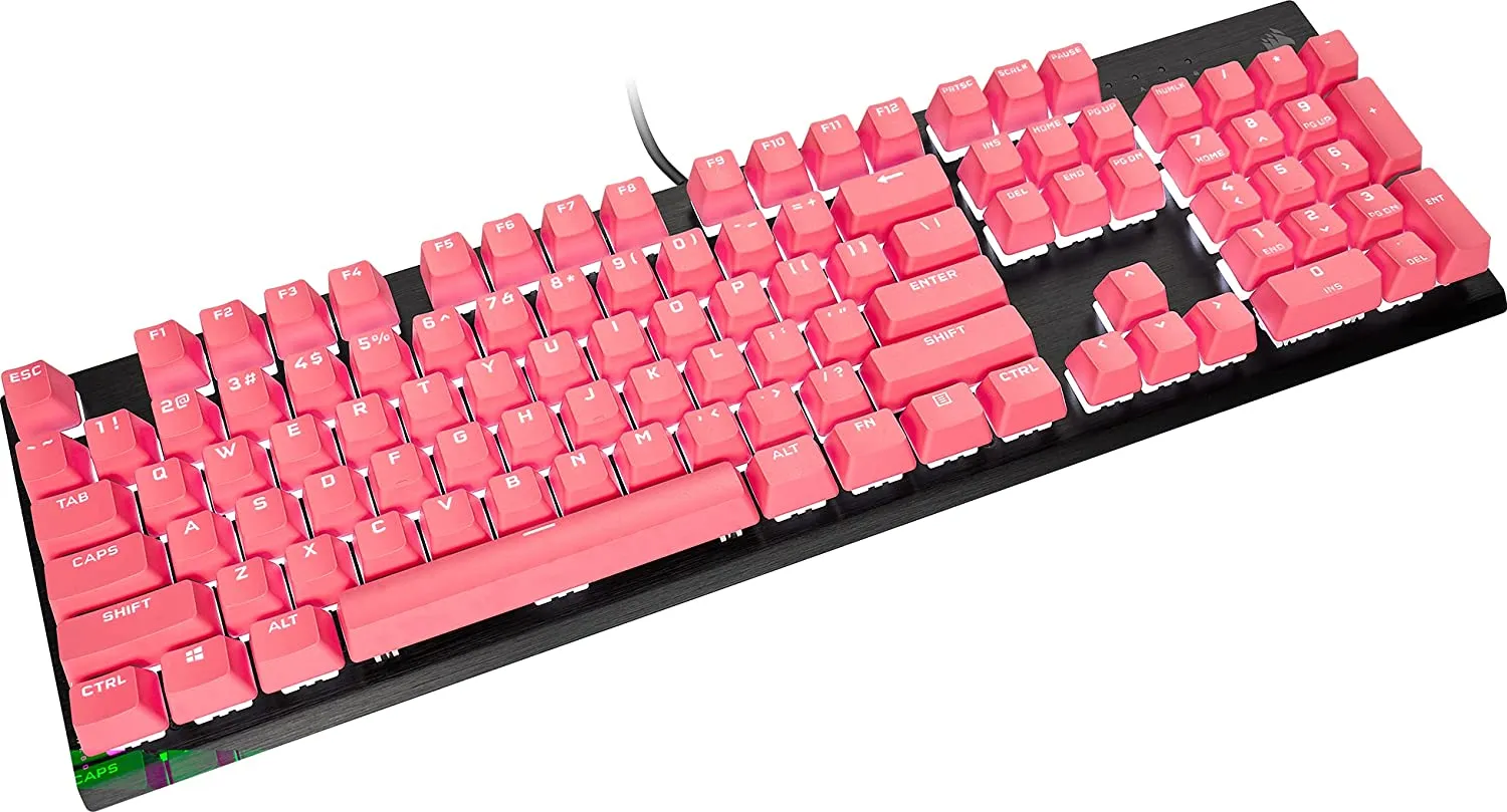 Corsair Keycap PBT Double-Shot PRO Keycap Mod Kit – Double-Shot PBT Keycaps – Standard Bottom Row – Textured Surface - (Rogue Pink)