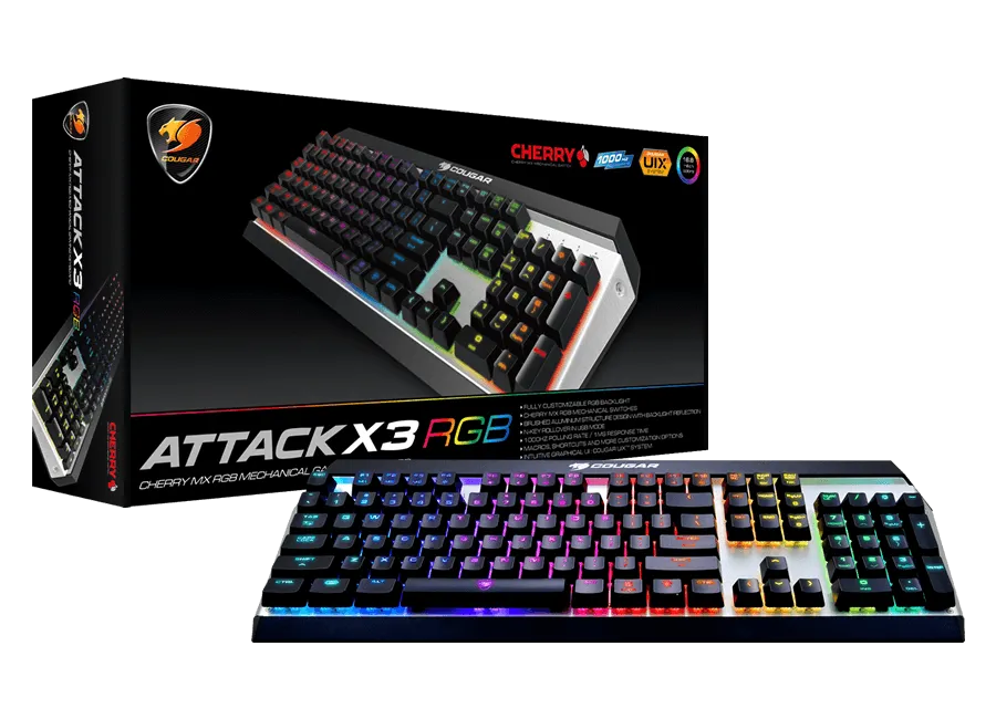 Cougar Attack X3 RGB-RD - Cherry MX Mechanical Switch  (Red Switch) 背光紅軸機械式鍵盤 (黑色)