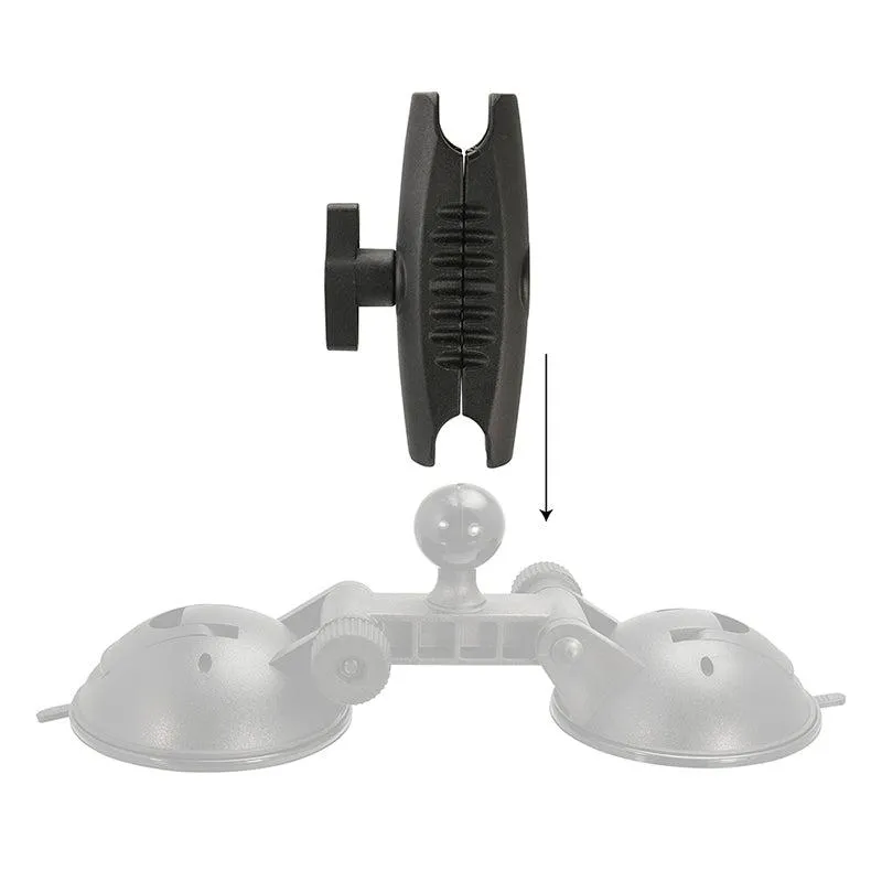 Double 80mm Windshield Suction Pedestal with 25mm Ball