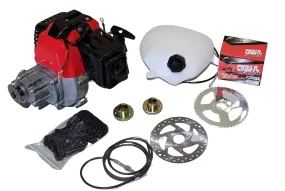 EKO SAFETY RACER CAR ENGINE KIT, FUEL TANK, DISC, CABLE, BATTERY, SPROCKET ETC