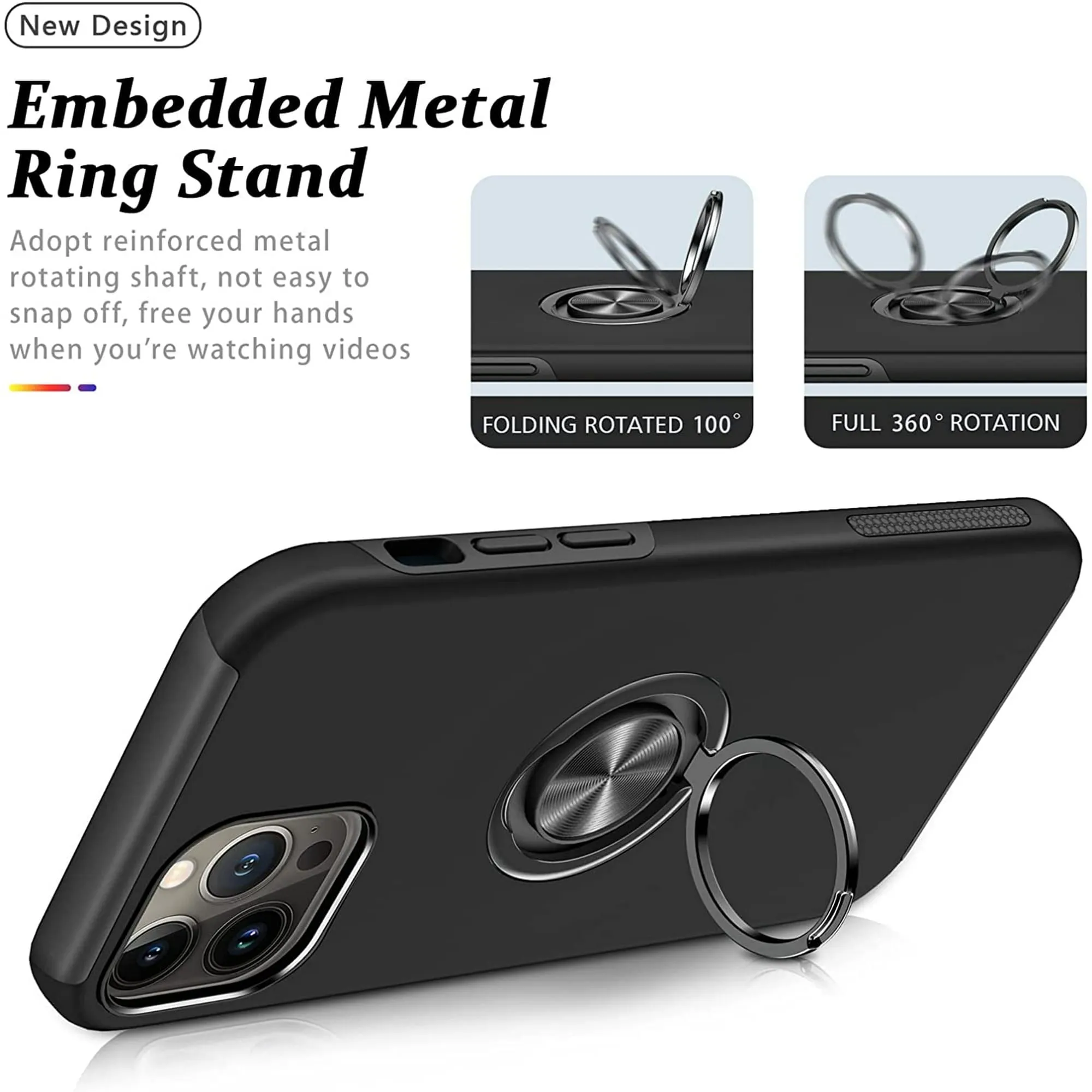 Entronix Apple iPhone 13 Pro Max/12 Pro Max Case - 360º Circular Ring Holder,