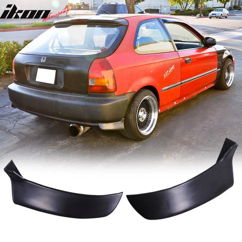 Fits 96-98 Civic 3D T-R PP Front Bumper Lip 2PC Rear Lip Valance Spats