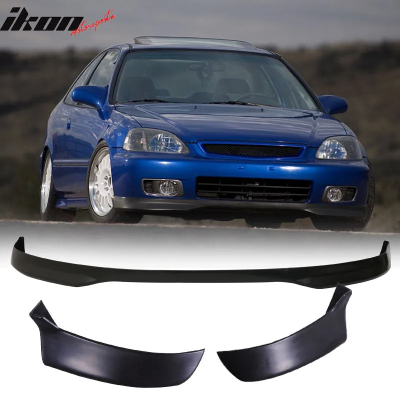 Fits 96-98 Civic 3D T-R PP Front Bumper Lip 2PC Rear Lip Valance Spats