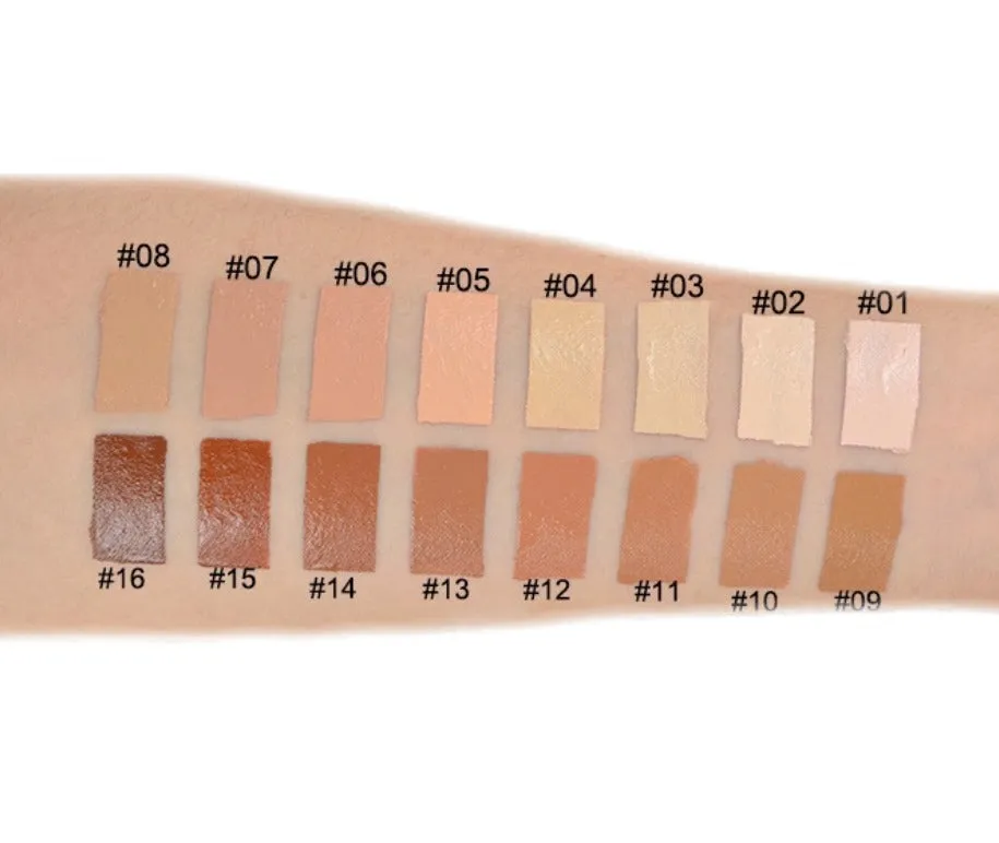 Full Coverage Liquid Foundation in 16 Shades w/SPF - MQO 25 pcs