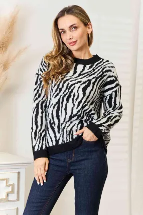 Full Size Zebra Print Sweater