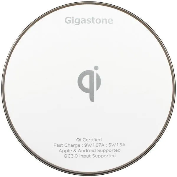 Gigastone Qi Certified Fast Wireless Charger (White) - GS-GA-9600W-R GA-9600