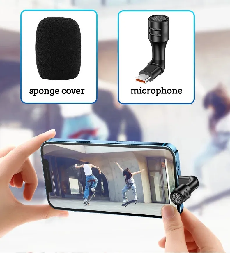 HRIDZ Portable Mini Microphone 3.5mm Stereo Type-C Flexural Bendable Wireless Mic